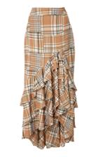 Patbo Plaid Ruffle Midi Skirt