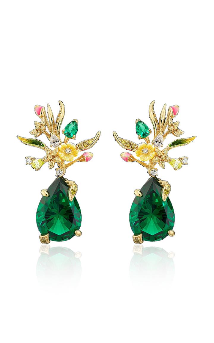 Anabela Chan Convertible Mini Posie Emerald 18k Gold Vermeil Earrings