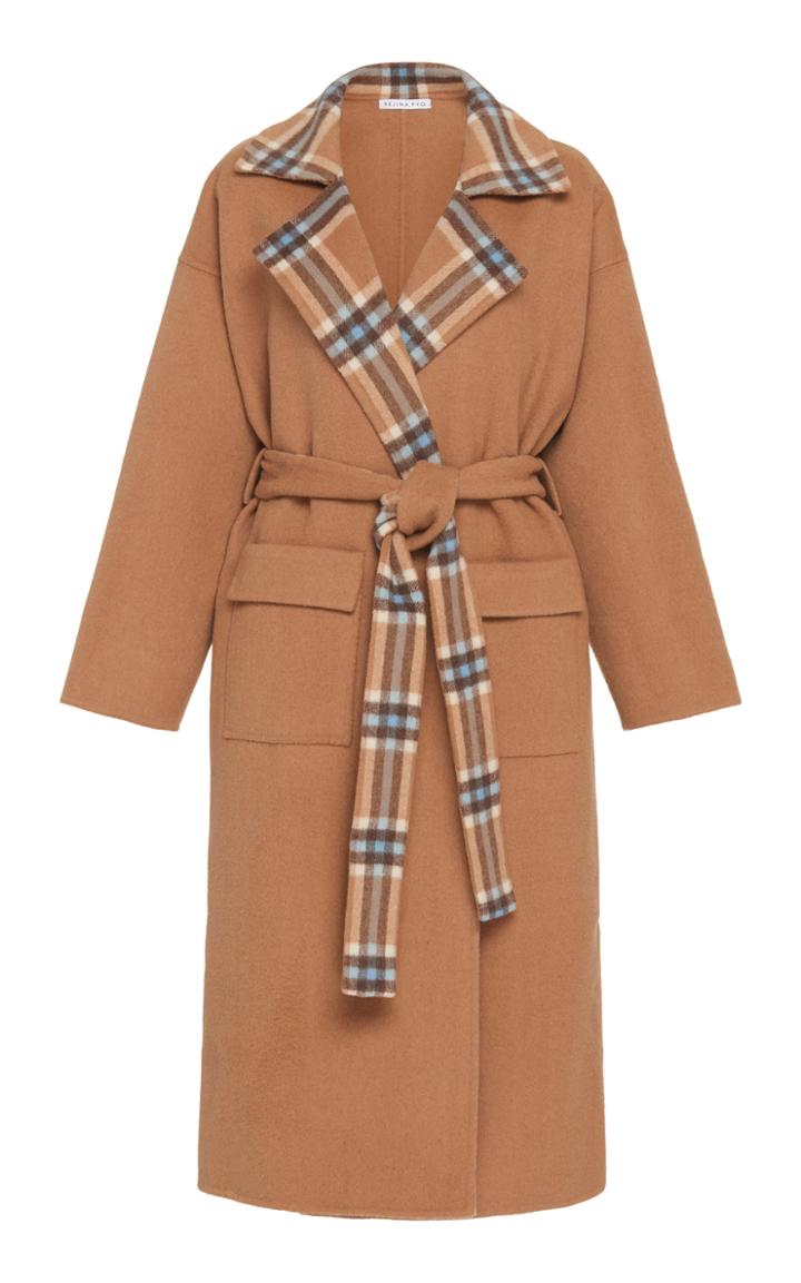 Rejina Pyo Meryl Convertible Paneled Checked Wool-blend Coat Size: S