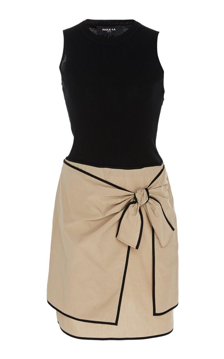 Paule Ka Mixed Media Textured Cotton Dress