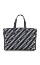 Givenchy Cabas Studded Leather-trimmed Striped Canvas Bag