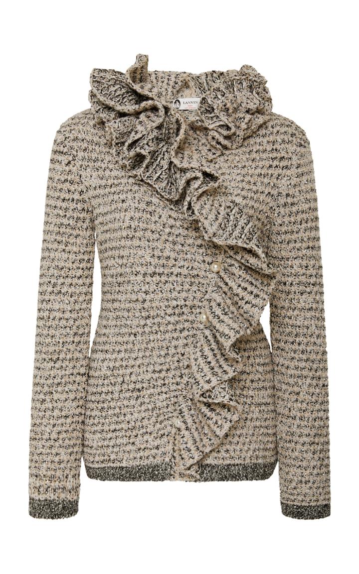 Lanvin Ruffled Tweed Cardigan