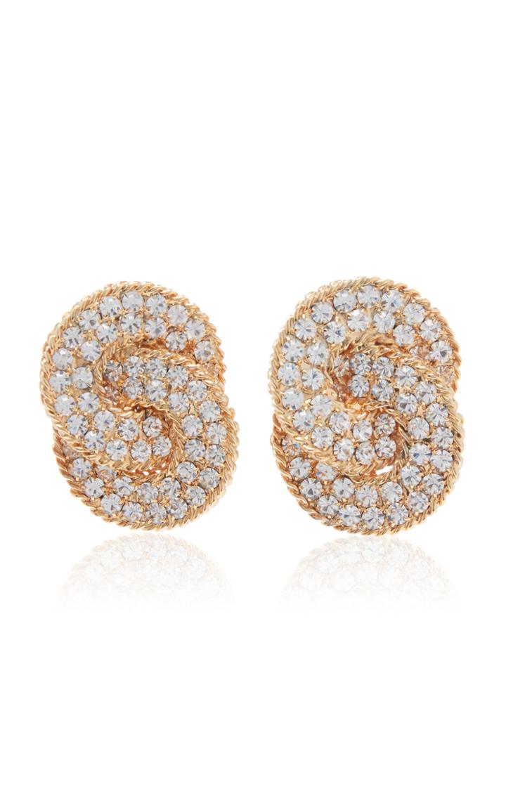 Moda Operandi Alessandra Rich Class Crystal Twist Stud Earrings