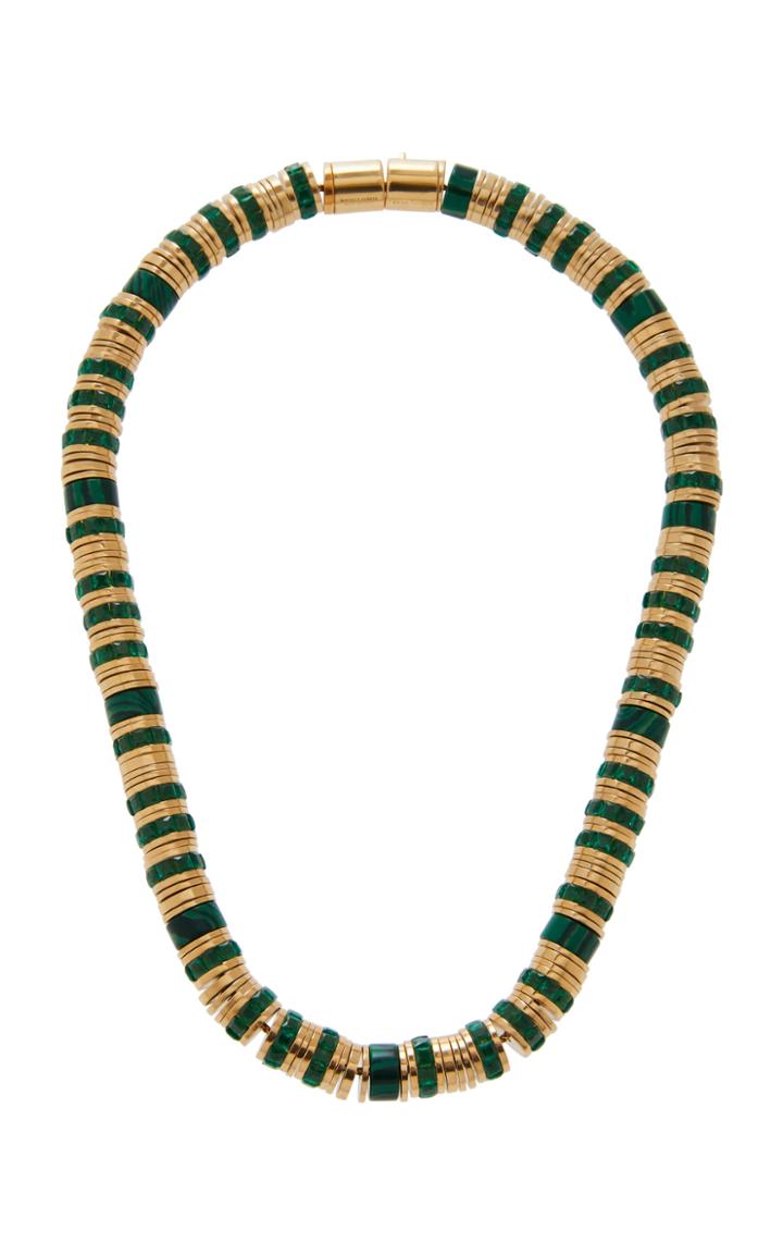 Bottega Veneta Malachite And Gold-plated Silver Beaded Necklace