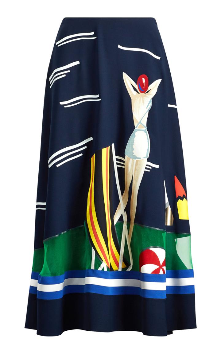 Ralph Lauren Trivelas Printed Cady Midi Skirt