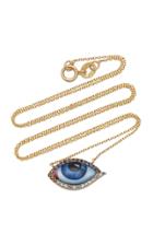 Moda Operandi Lito 14k Gold Small Blue Diamond And Sapphire Enamel Eye Necklace