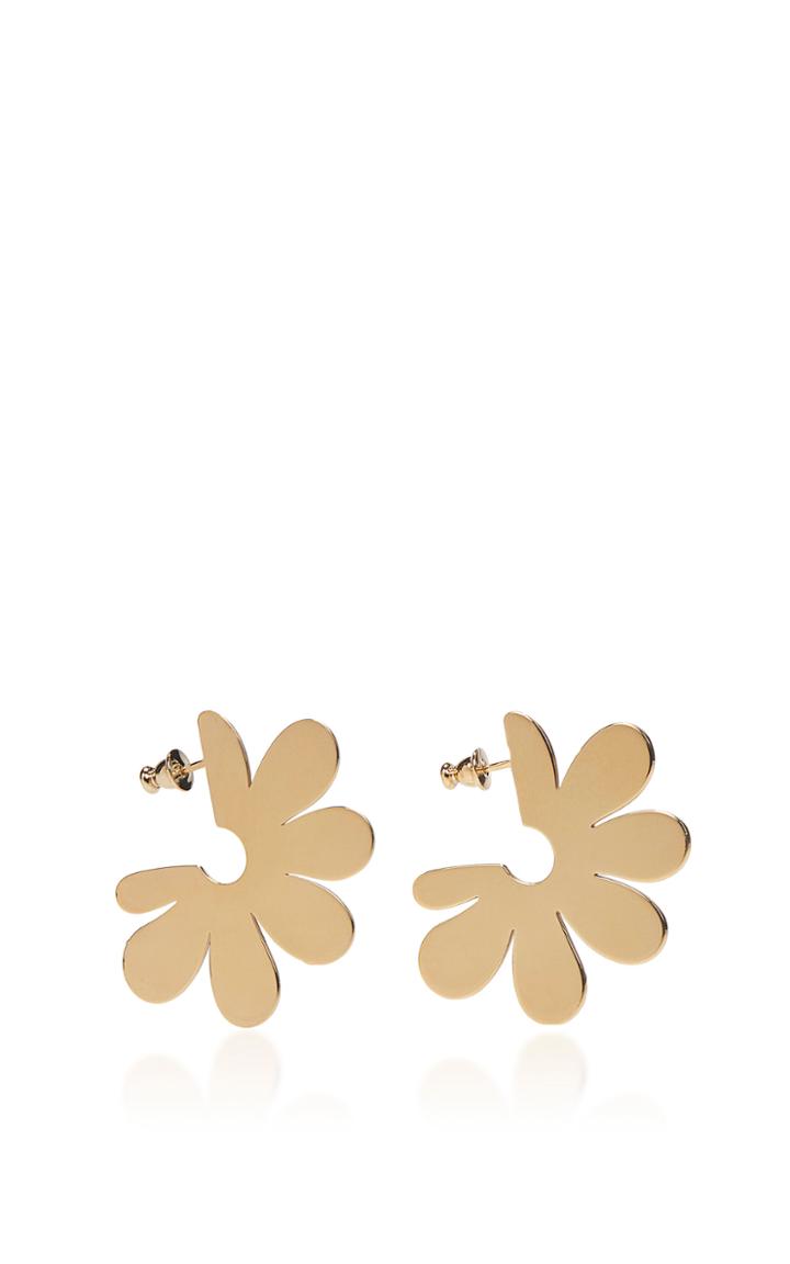 Simone Rocha Gold Plated Sterling Silver Small Solid Flower Hoops