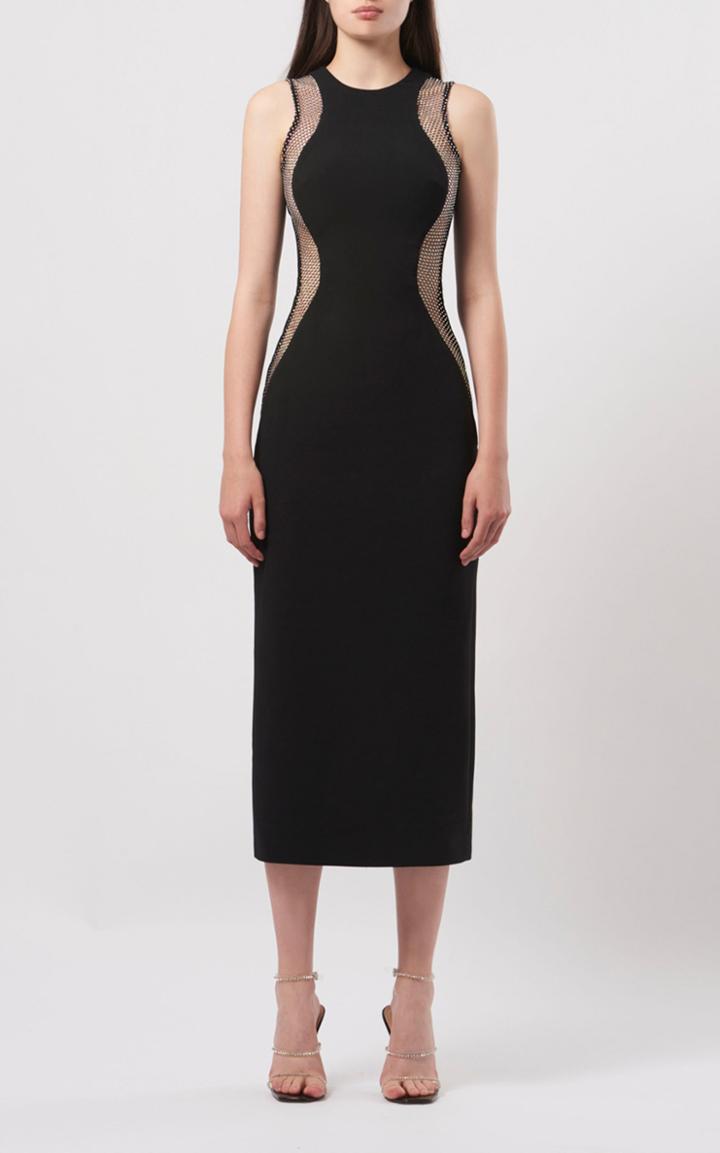 Moda Operandi David Koma Crystal-mesh Crepe Midi Dress