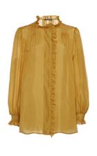 Moda Operandi Alberta Ferretti Silk Cloth Ruffled Shirt Size: 38