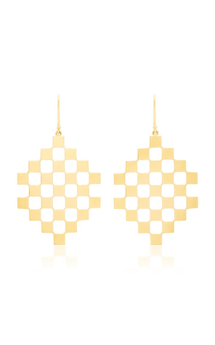 Established Checker Gallery 18k Gold Earrings