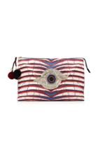 Figue Striped Tala Pouch With Beaded Eye