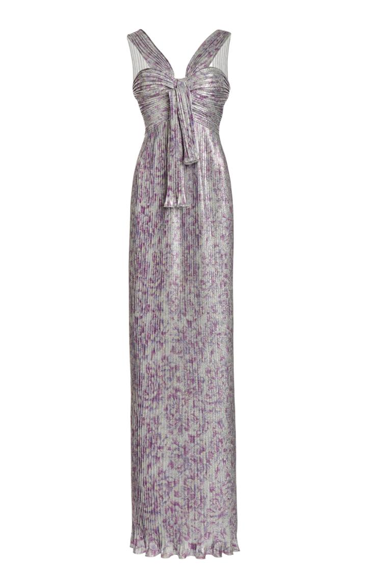 Moda Operandi Paco Rabanne Knot-detailed Pleated Metallic Dress