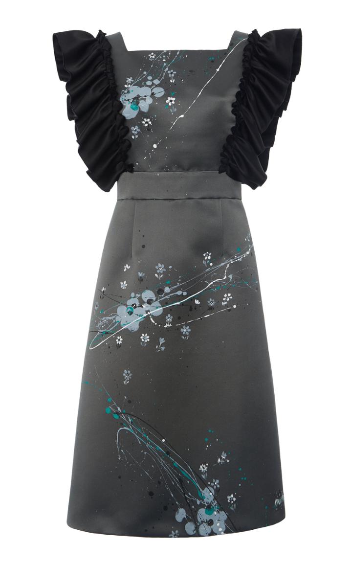 Moda Operandi Miu Miu Floral-print Ruffle-embellished Crepe Dress Size: 38