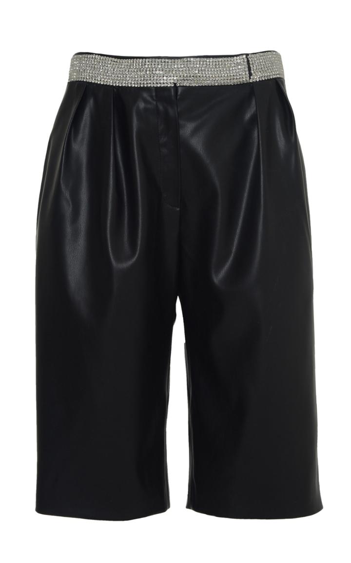 Anouki Crystal-embellished Leather-effect Shorts