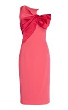 Paule Ka Satin Encrusted Bow Sheath Dress