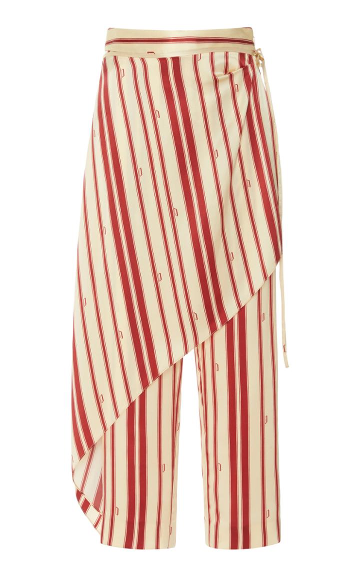 Moda Operandi Hellessy Mick Striped Silk Pants With Detachable Overlay Size: 0