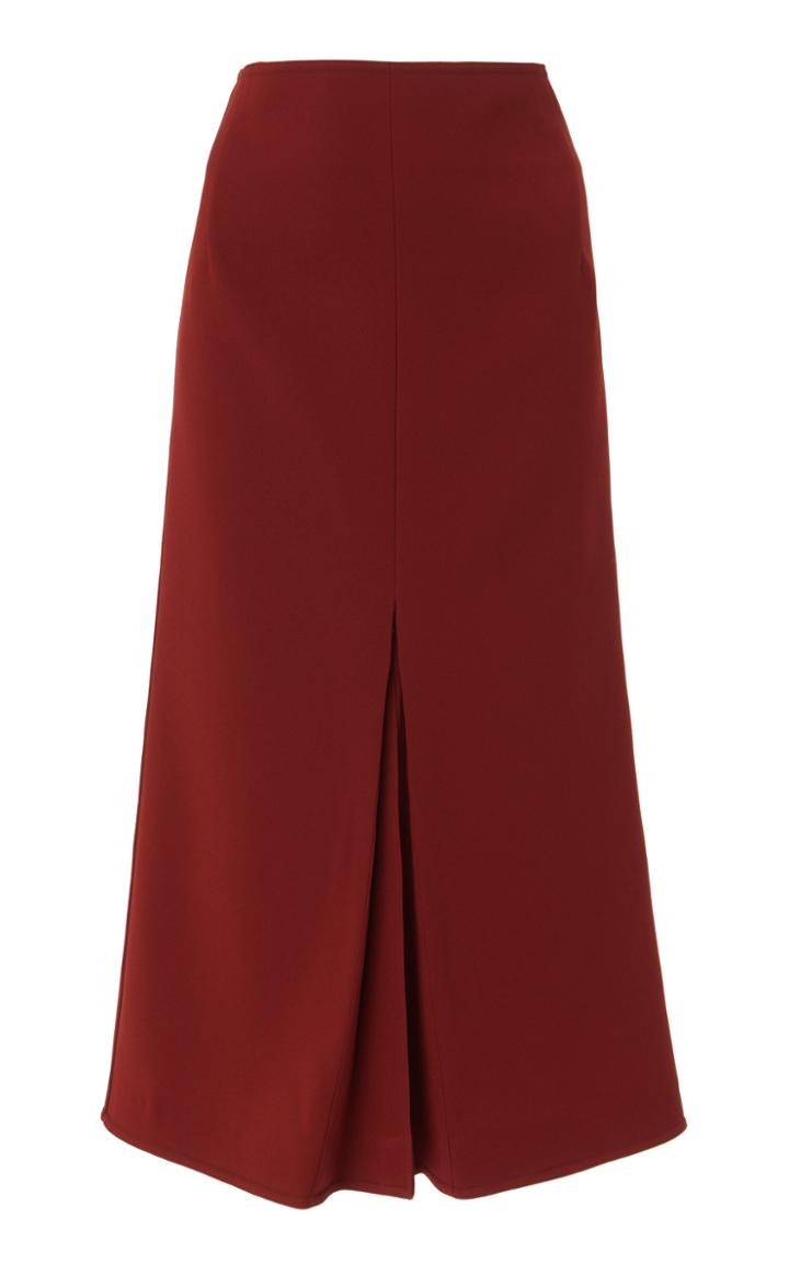 Victoria Beckham Box Pleated Flared Crepe Midi Skirt