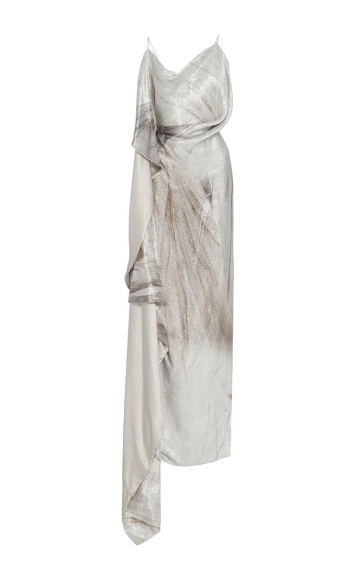 Christian Siriano Metallic Liquid Draped Gown