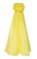 Jenny Packham Isla Ruffled Organza Strapless Gown