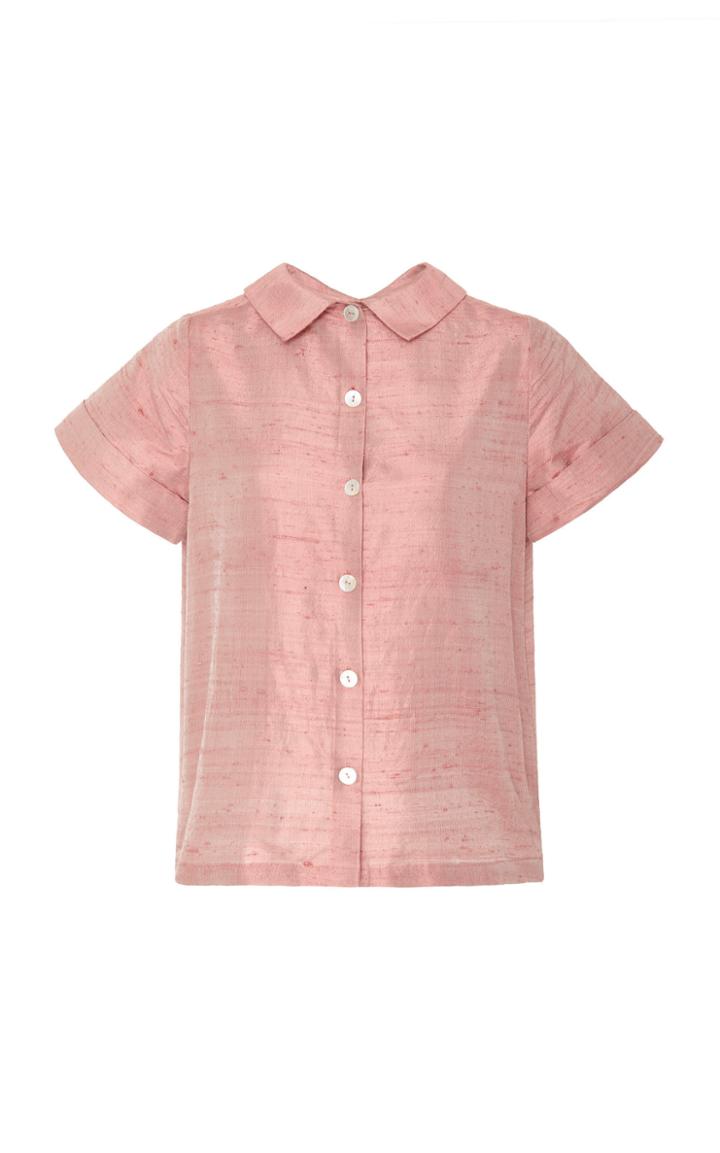 Christine Alcalay Collared Cuff Short Sleeved Shirt