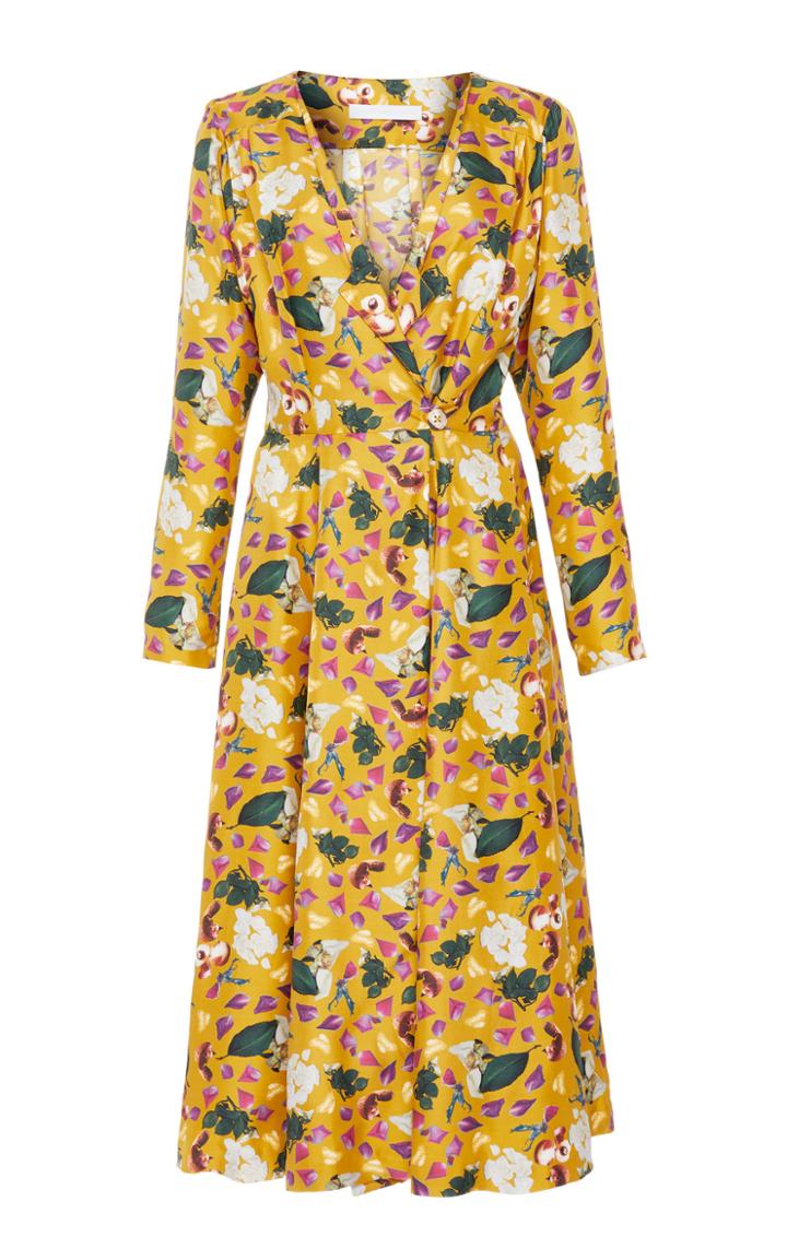 Christine Alcalay Saffron Print Midi Dress