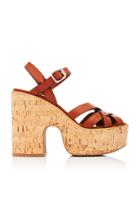 Miu Miu Leather Cork Platform Sandals