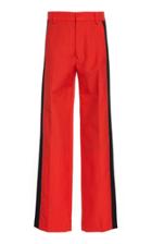 Ami Satin Striped Wool Straight-leg Trousers