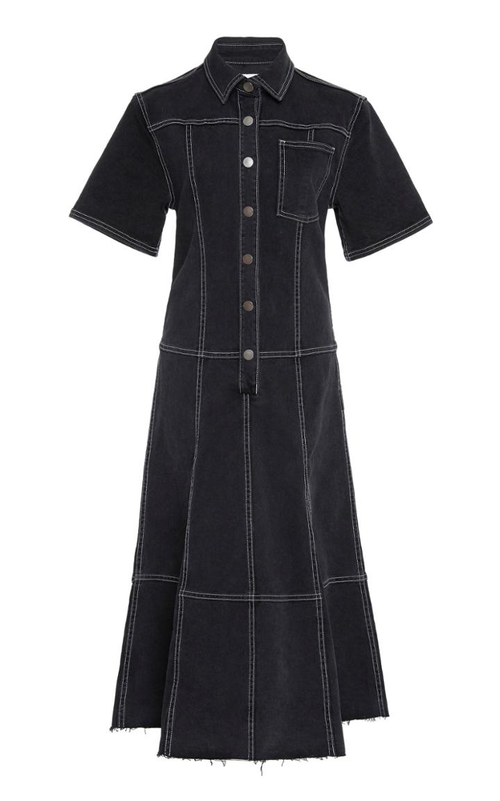 Proenza Schouler White Label Short Sleeve Collared Denim Dress