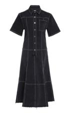 Proenza Schouler White Label Short Sleeve Collared Denim Dress