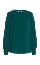 Moda Operandi Oscar De La Renta Embellished Neckline Silk-blend Blouse