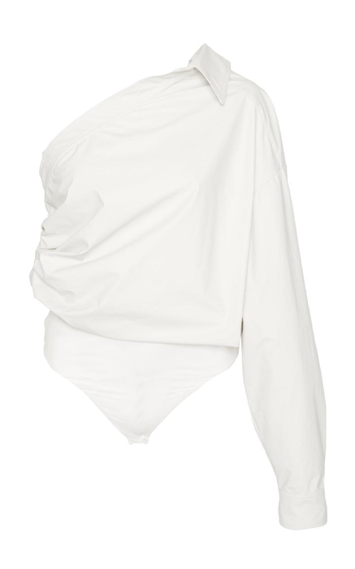 Max Mara Cresta One Shoulder Cotton Poplin Top