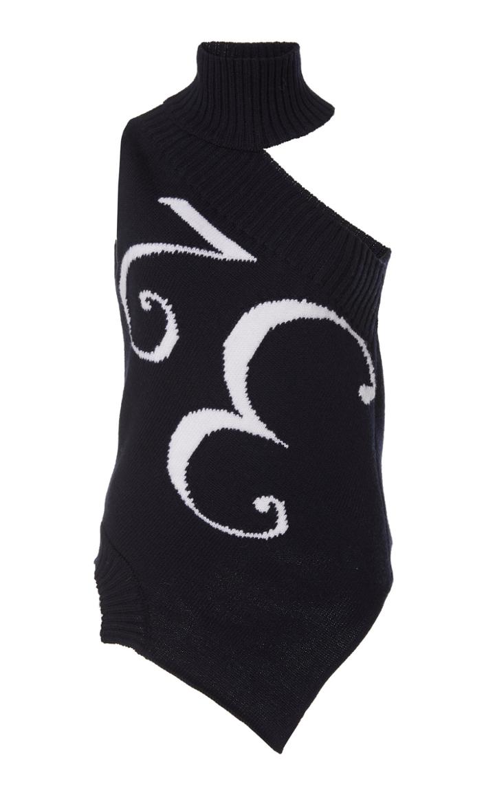Monse One Shoulder Merino Wool Turtleneck