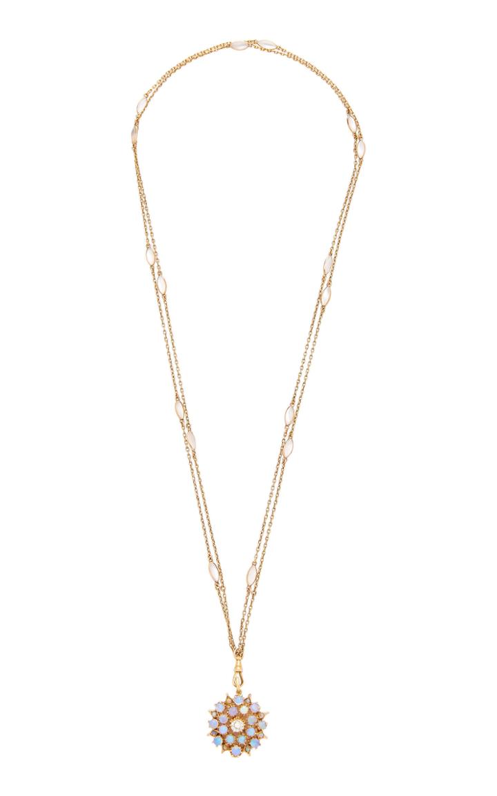 Renee Lewis 18k Gold Opal Diamond And Moonstone Necklace