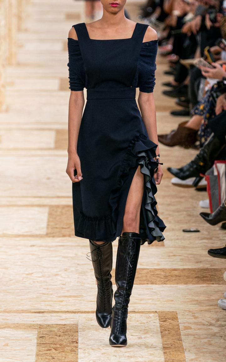 Moda Operandi Miu Miu Ruffle-embellished Sleeveless Jersey Dress Size: 36