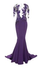 Pamella Roland Sequin Embroidered Crepe Gown