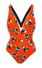 Proenza Schouler Falling Flower V-neck Maillot