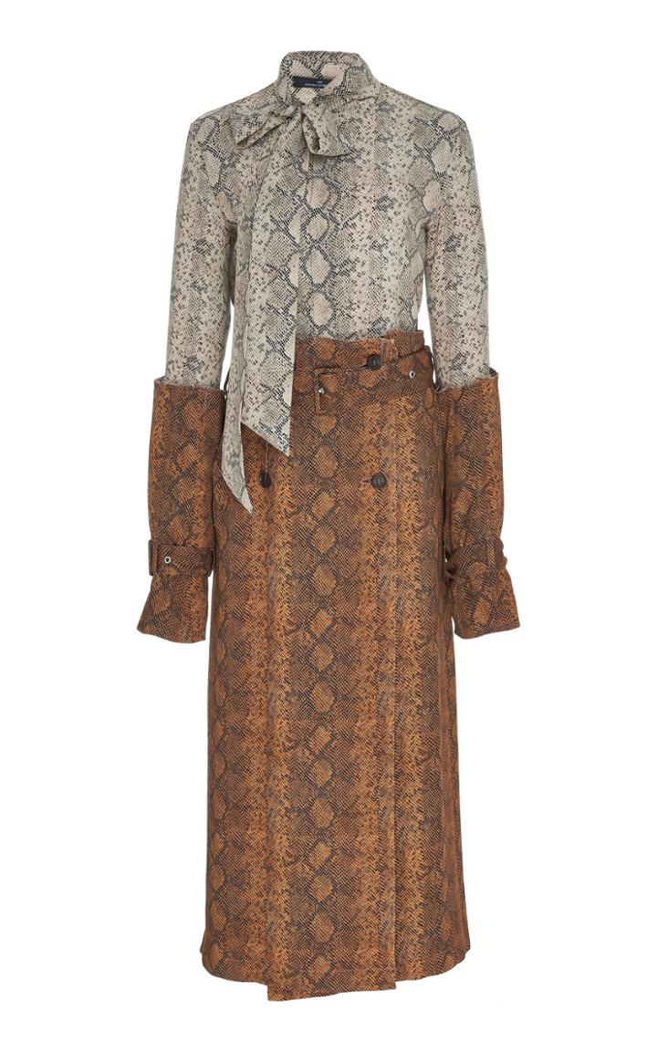 Rokh Contrast Silk Trench Dress