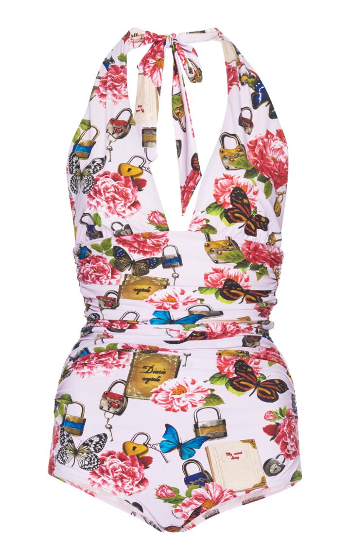 Dolce & Gabbana Ruched Plunge Swimsuit