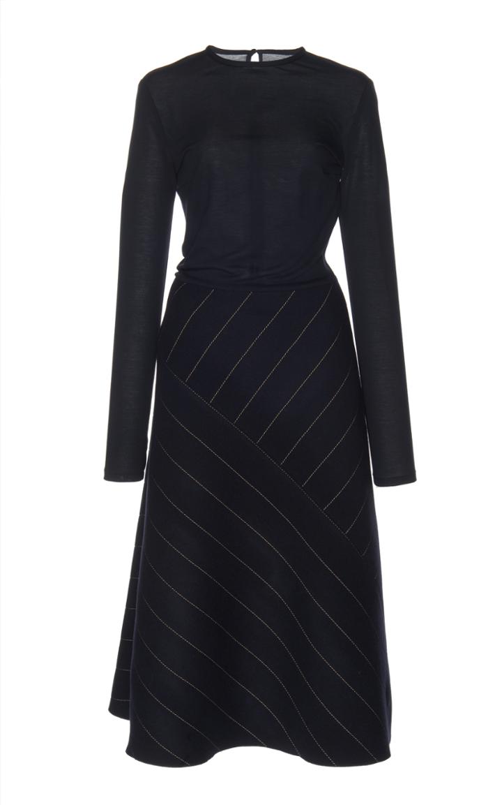 Martin Grant Geometric Stitched Long Sleeve Dress