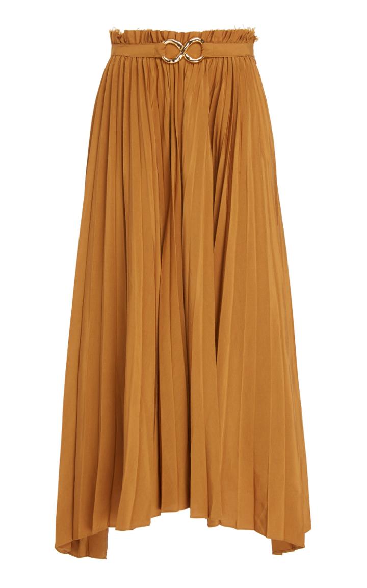 Moda Operandi Rejina Pyo Kiera Pleated Satin Midi Skirt Size: 8