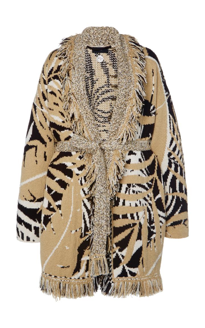 Moda Operandi Alanui Fringe-detailed Jaquard-knit Cardigan Size: S