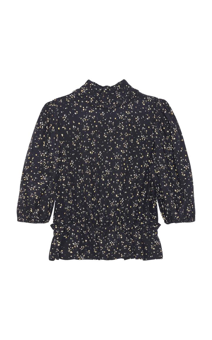 Moda Operandi Ganni Printed Crepe Blouse