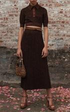 Michael Kors Collection Pleated Knit Midi Skirt
