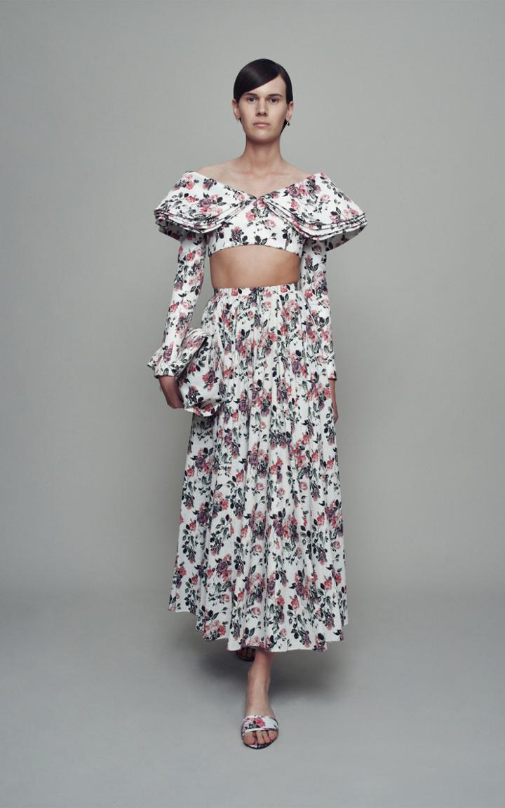 Moda Operandi Emilia Wickstead Donatella Floral Jersey Cropped Top