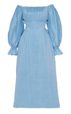 Moda Operandi Aje Overture Blouson Silk-linen Blend Midi Dress Size: 4