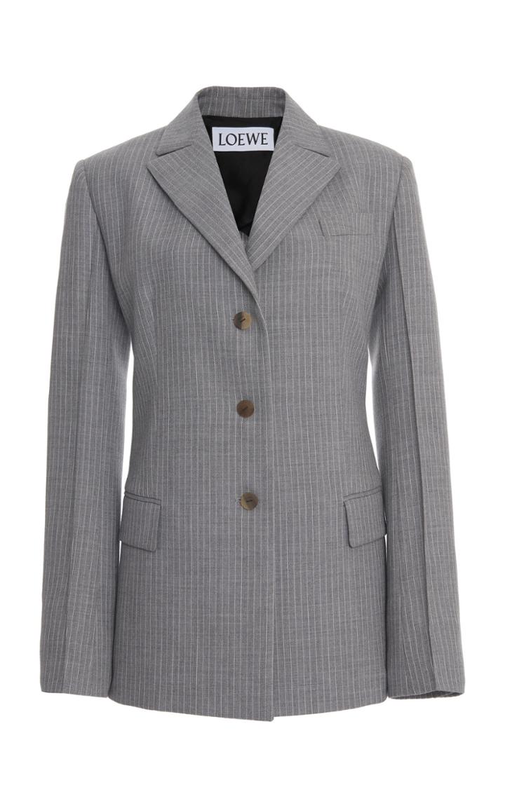 Moda Operandi Loewe Striped Back-tie Wool Blazer Size: 34