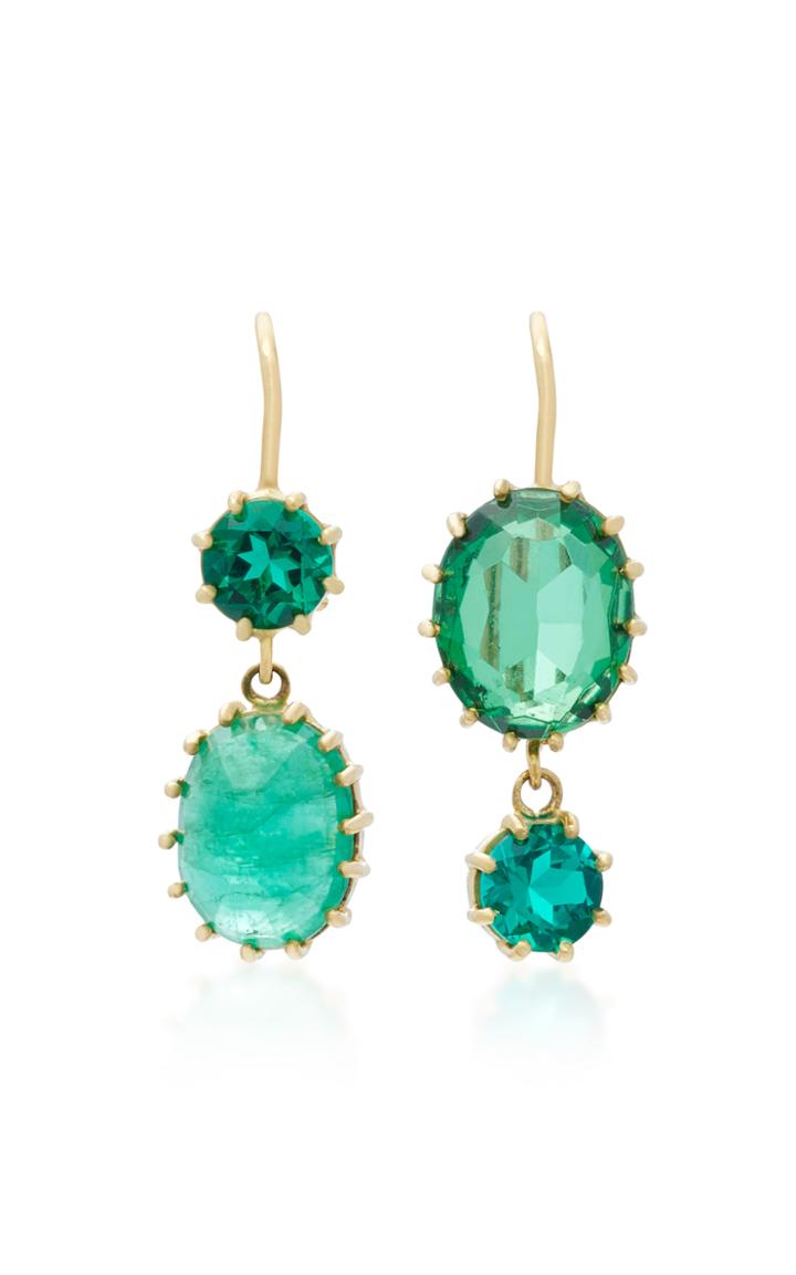 Renee Lewis 18k Gold Gem Emerald Earrings