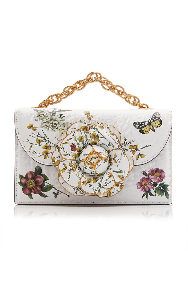 Moda Operandi Oscar De La Renta Tro Printed Leather Top Handle Bag