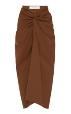 Max Mara Tacito Knotted Cotton-crepe Midi Skirt