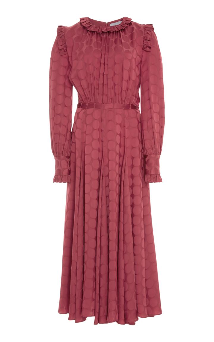 Co Long Sleeve Gathered Neck Dress